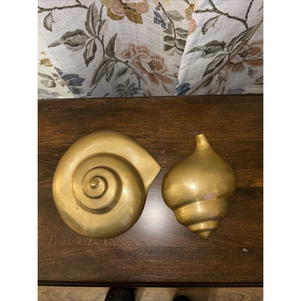 Vintage Brass Sea Shell Wall Hangings MCM Mid Century Modern Accent